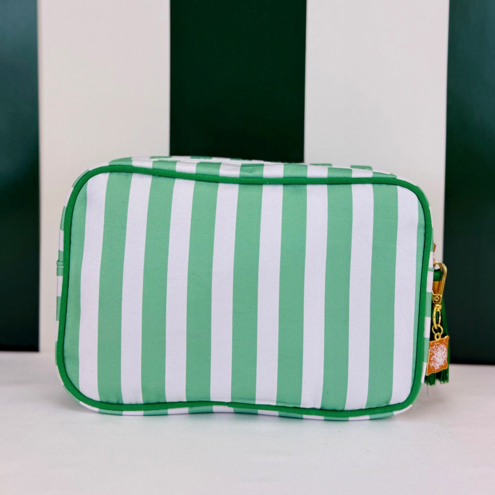 Striped Pouch with Beignet Charm