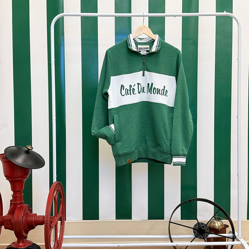 Green & White 1/4 Zip Pullover